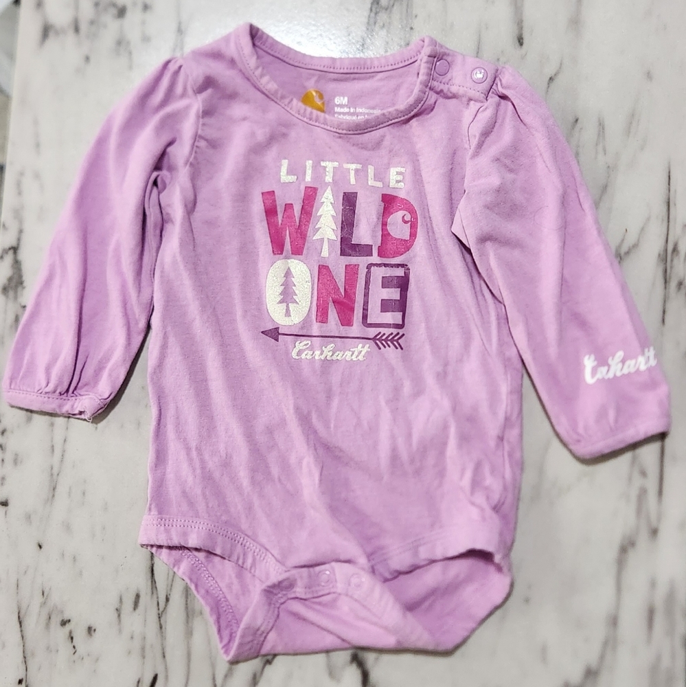 Carhartt light purple long sleeve baby onesie size 6 months